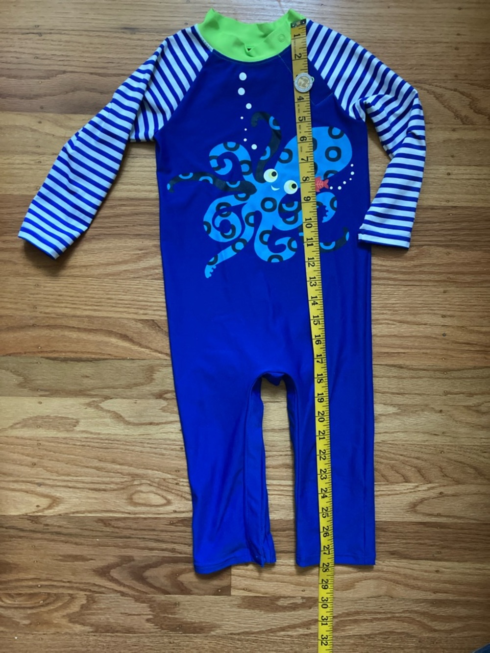Coolibar Blue Octopus Long-Sleeve Rashguard Neck-to-Ankle Coverage UPF 50+